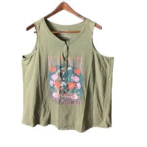 Torrid Womens Graphic Tank Top Size 4 Green Wander By The Moonlight Classic Fit
